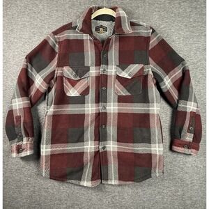 Freedom Foundry Sherpa Lined Flannel Jacket Men's M Burgandy Plaid Heavy Shacket